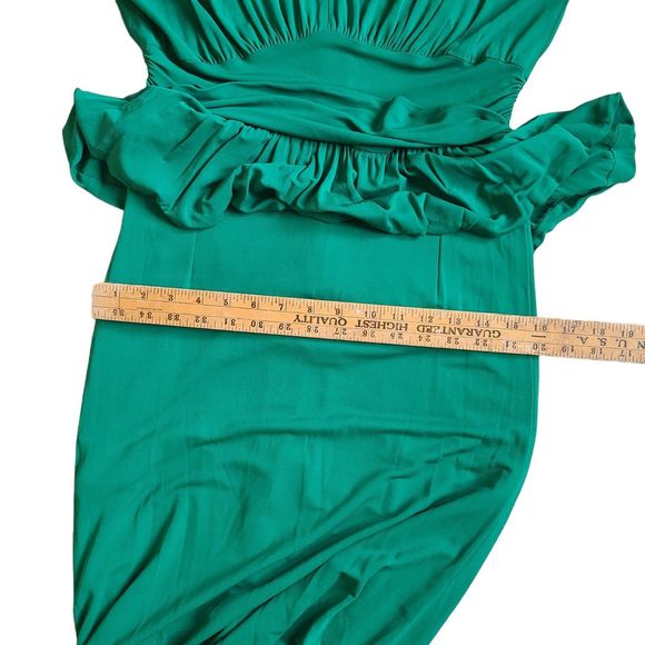 Alexander McQueen Green Peplum Ruched Stretch Dress Viscose Italy sz 48 (14 US) - Picture 12 of 16